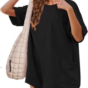 Black Oversized T-Shirt Romper
